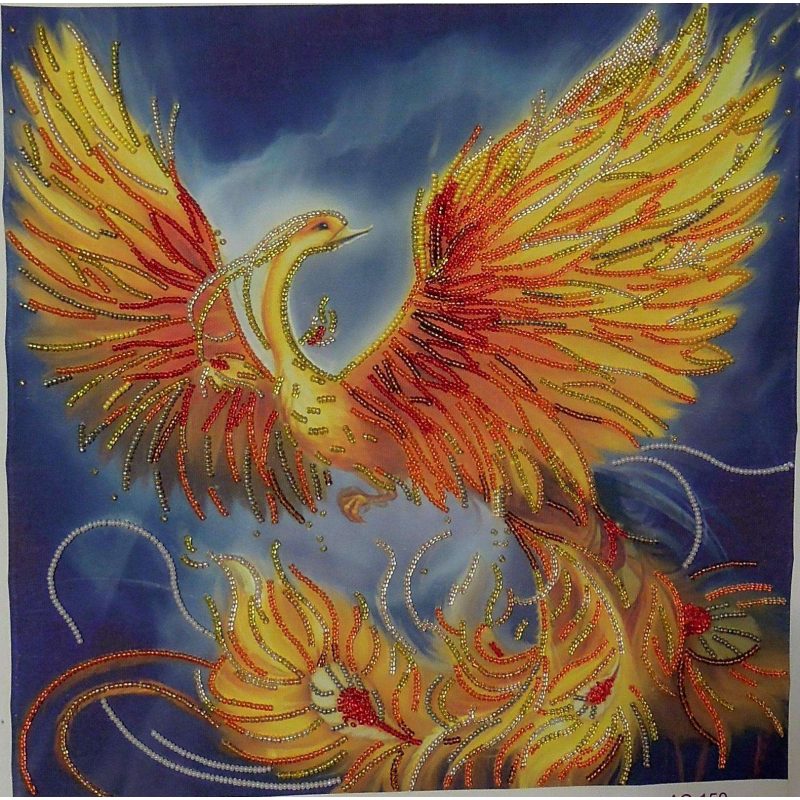 Bead Embroidery Pattern on Art Canvas "The Firebird"