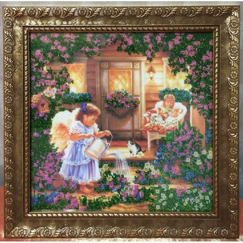 Bead Embroidery Kit on Art Canvas "Angels"