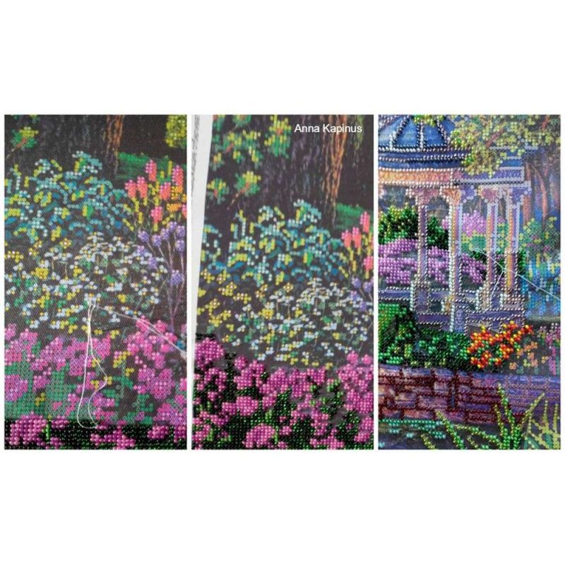 Bead Embroidery Kit on Art Canvas "By the pond"