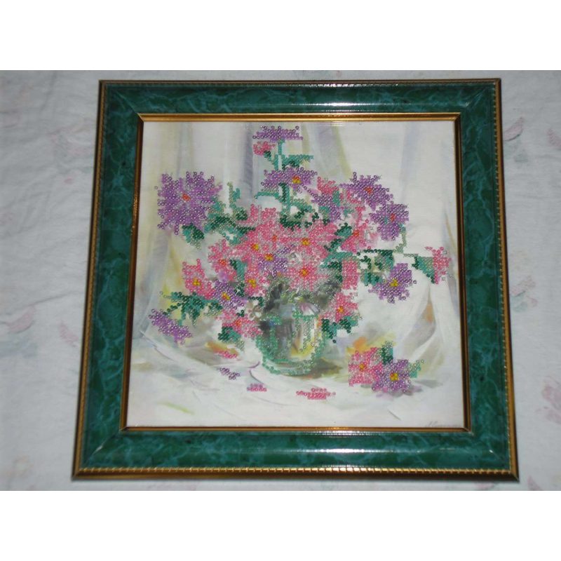 Bead Embroidery Pattern on Art Canvas "Chrysanthemums"