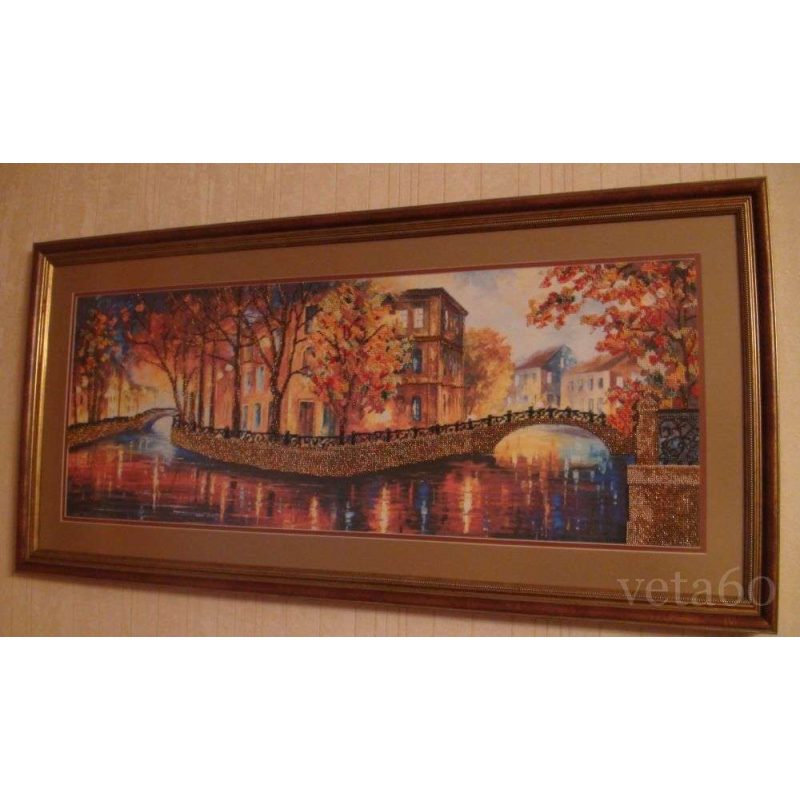 Bead Embroidery Kit on Art Canvas "Gold reflections"