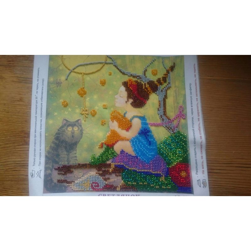 Bead Embroidery Pattern on Art Canvas "Firefly"