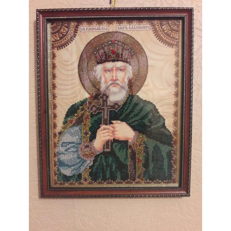 Icon Bead Embroidery Kit on Art Canvas "St. Vladimir"
