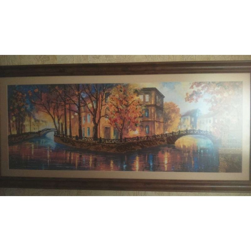 Bead Embroidery Kit on Art Canvas "Gold reflections"