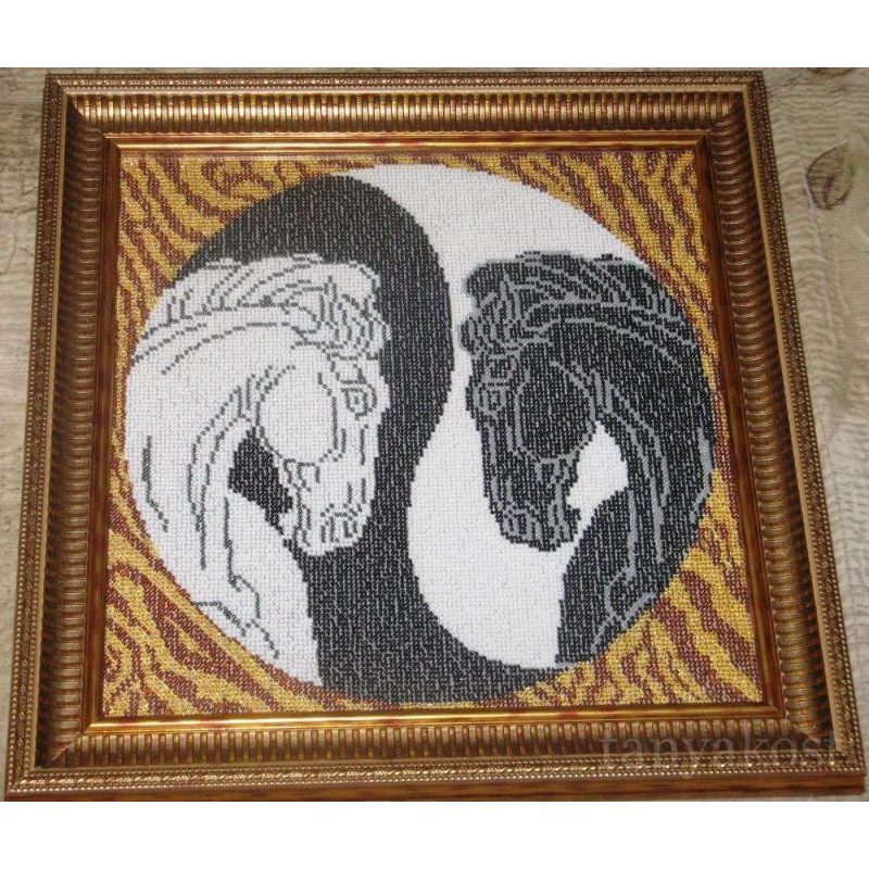 Bead Embroidery Kit on Art Canvas "Yin and Yang"