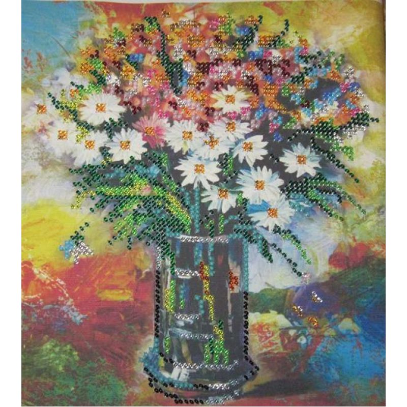 Bead Embroidery Pattern on Art Canvas "Floral Cocktail"