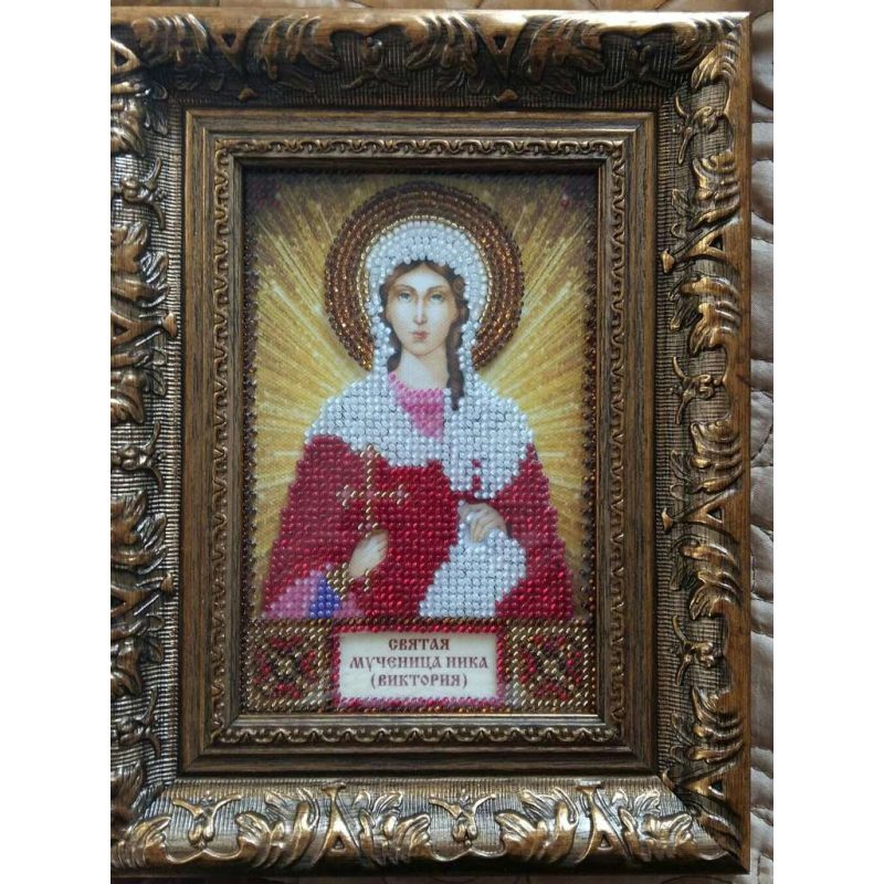 Mini Icon Bead Embroidery Kit on Art Canvas "St. Victoria"