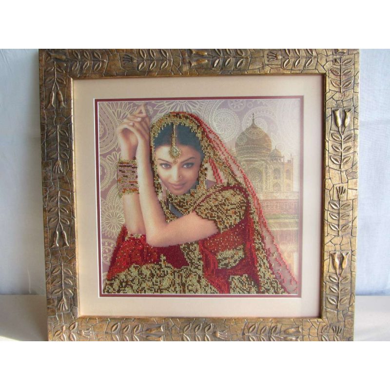 Bead Embroidery Pattern on Art Canvas "Flowers of India"