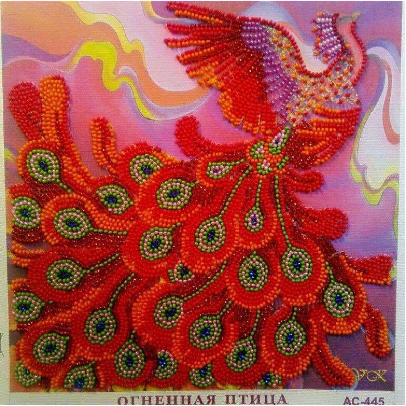 Bead Embroidery Pattern on Art Canvas "Firebird"