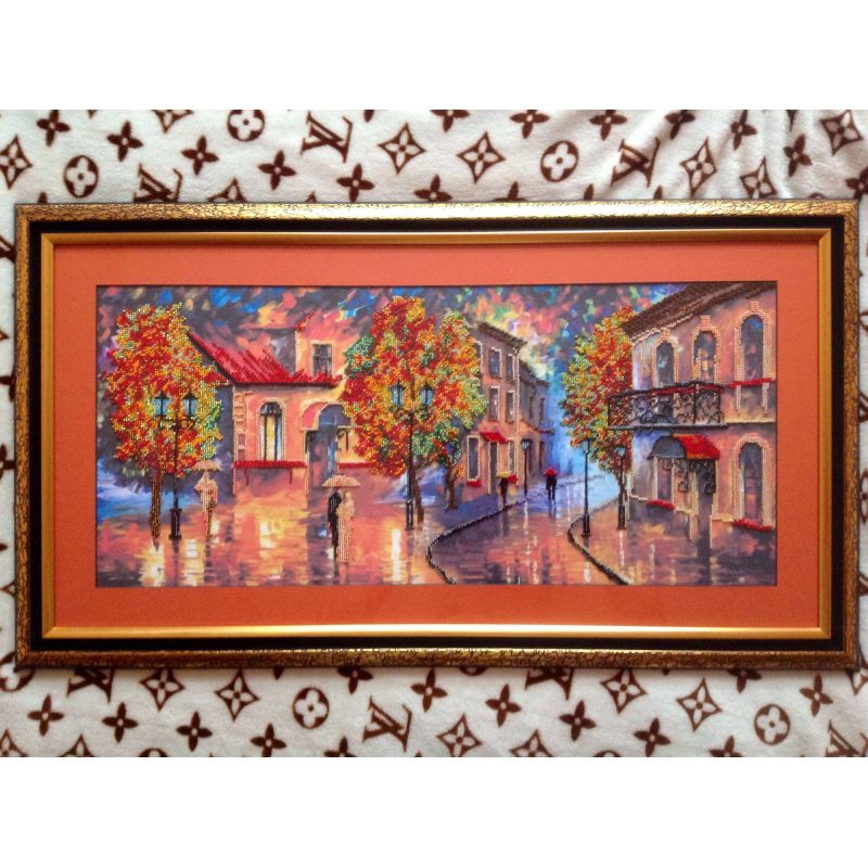 Bead Embroidery Kit on Art Canvas "October colours"