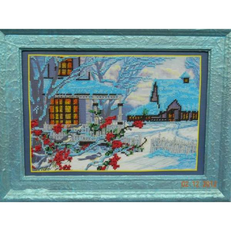Bead Embroidery Kit on Art Canvas "Winter evening"