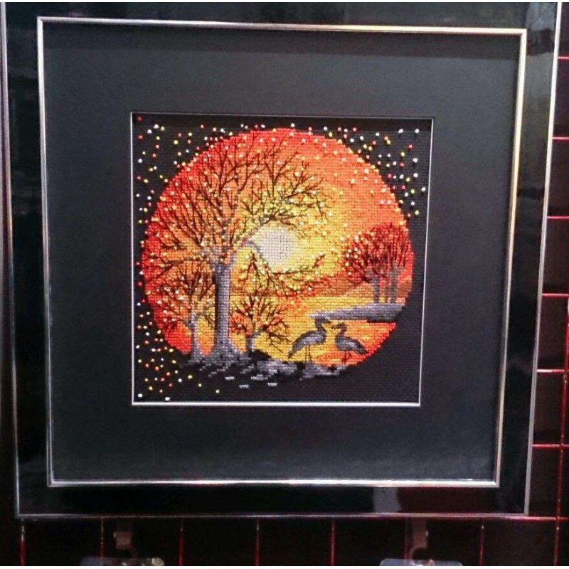 Cross Stitch Kit "Heron at sunset"