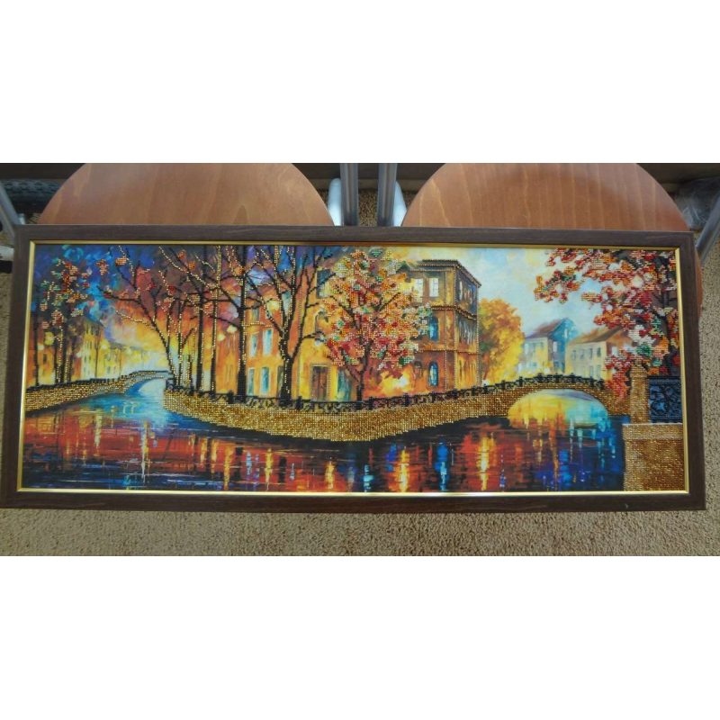 Bead Embroidery Kit on Art Canvas "Gold reflections"