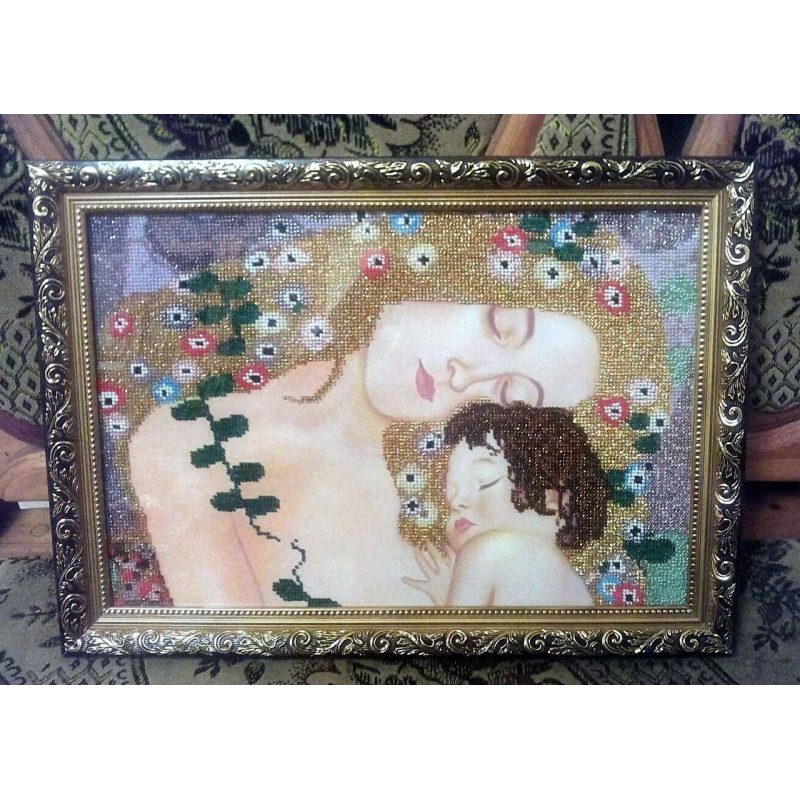 Bead Embroidery Kit on Art Canvas "Mother and Child"
