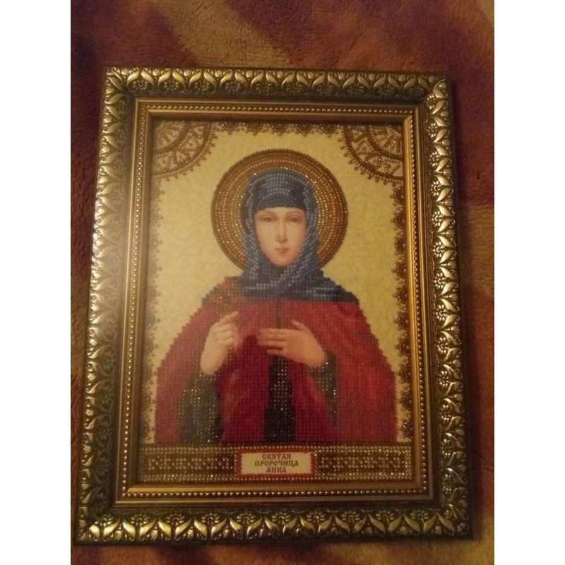 Mini Icon Bead Embroidery Kit on Art Canvas "St. Anna"