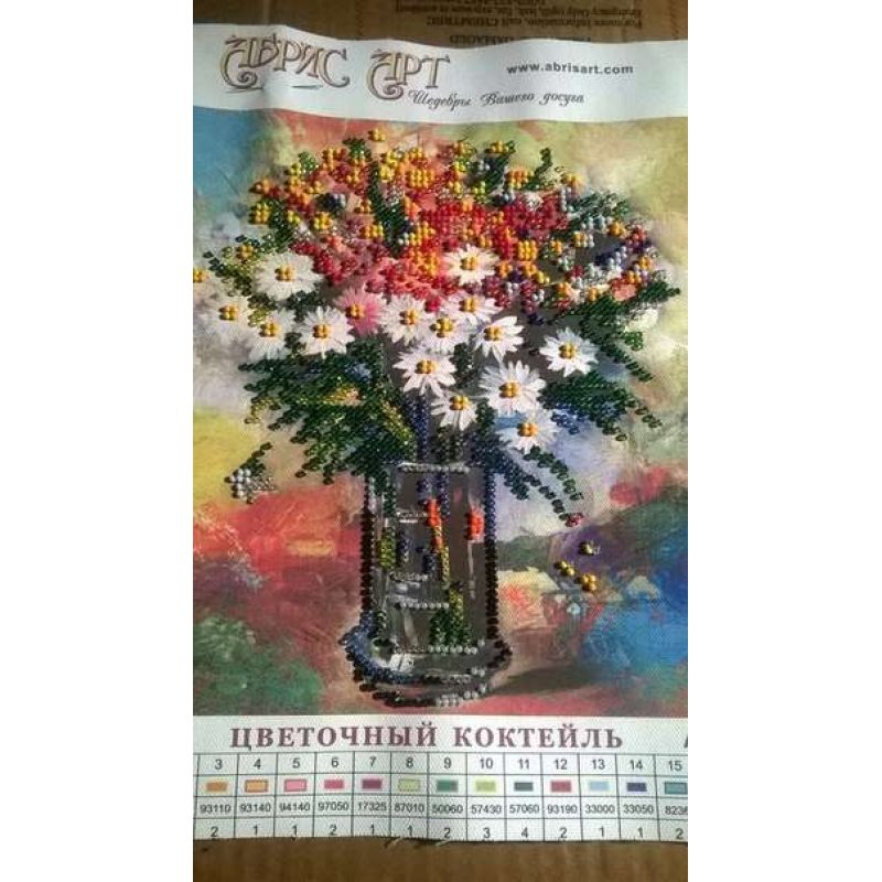 Bead Embroidery Pattern on Art Canvas "Floral Cocktail"