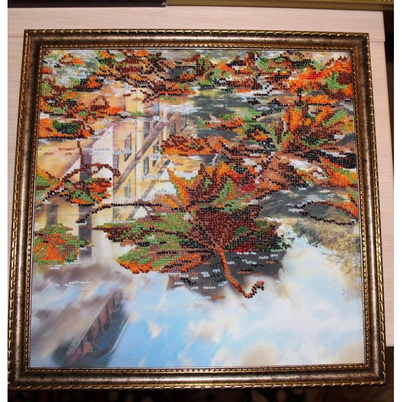 Bead Embroidery Pattern on Art Canvas "Puddle's reflections"