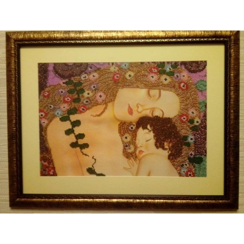 Bead Embroidery Kit on Art Canvas "Mother and Child"