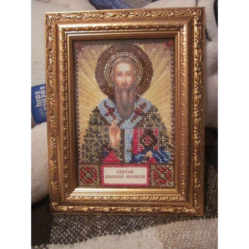Mini Icon Bead Embroidery Kit on Art Canvas "St. Basil"