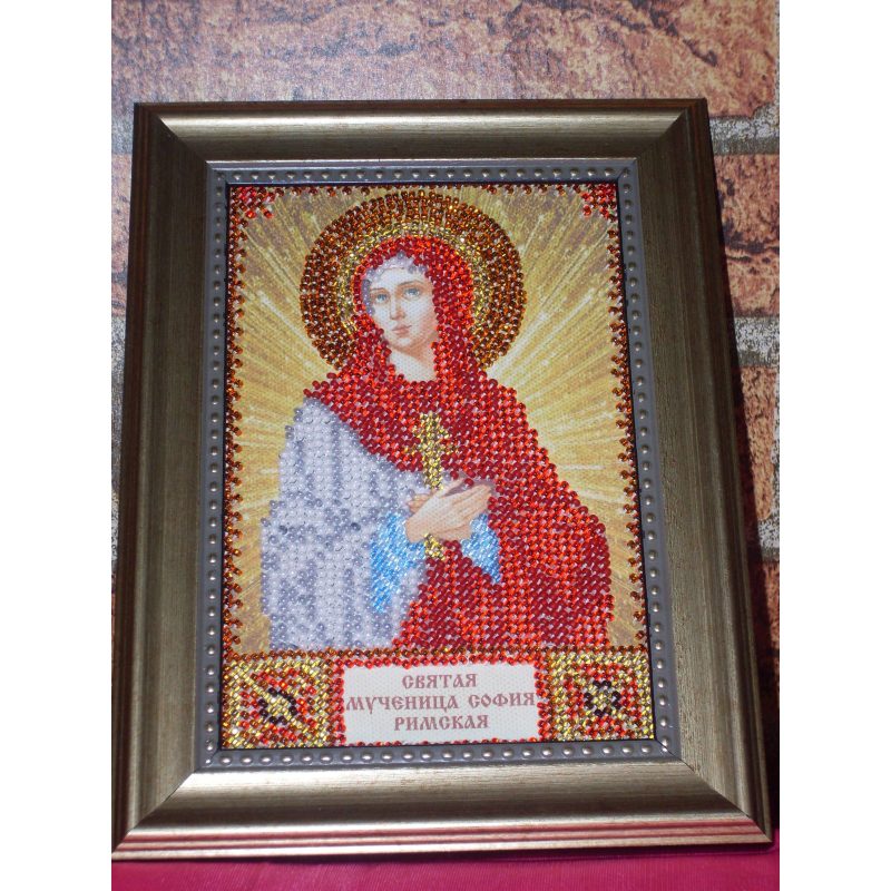 Mini Icon Bead Embroidery Kit on Art Canvas "St. Sophia"