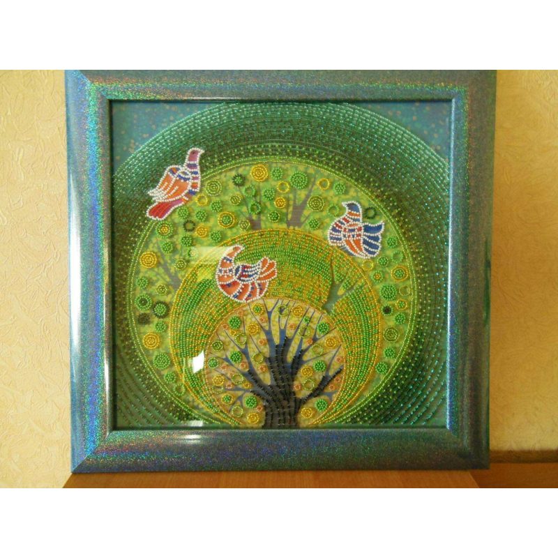 Bead Embroidery Pattern on Art Canvas "Heaven birds"