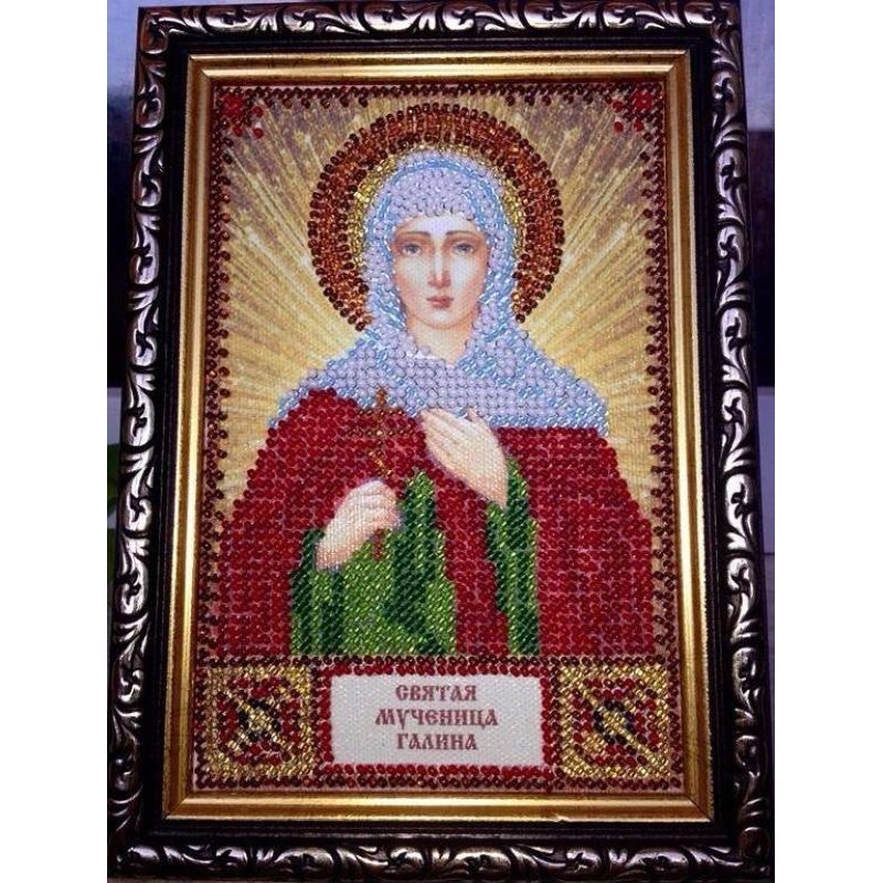 Mini Icon Bead Embroidery Kit on Art Canvas "St. Galina"