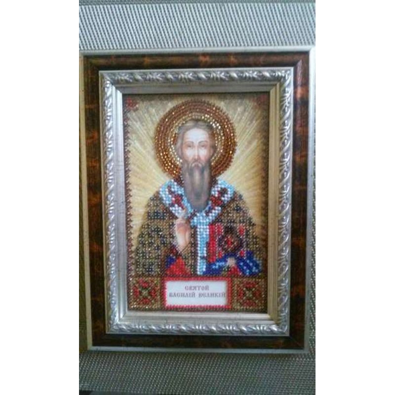 Mini Icon Bead Embroidery Kit on Art Canvas "St. Basil"