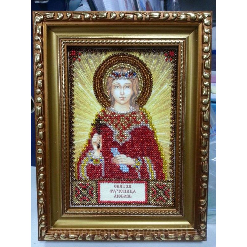 Mini Icon Bead Embroidery Kit on Art Canvas "St. Liubov"