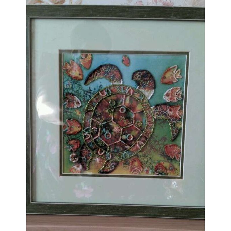 Bead Embroidery Pattern on Art Canvas "Sea turtle"