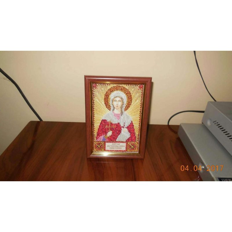 Mini Icon Bead Embroidery Kit on Art Canvas "St. Victoria"