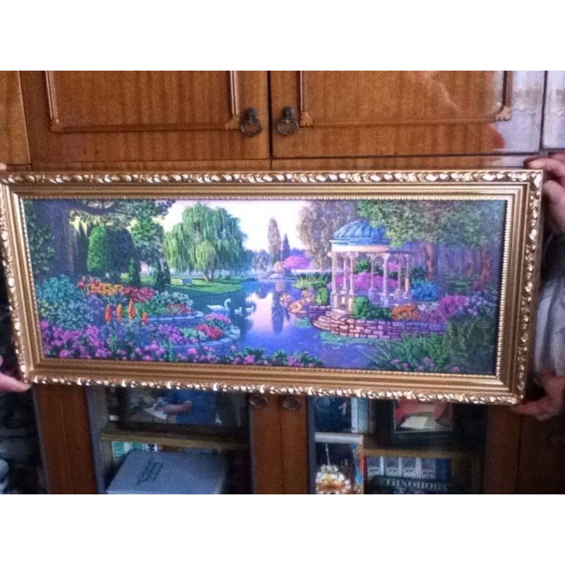 Bead Embroidery Kit on Art Canvas "By the pond"