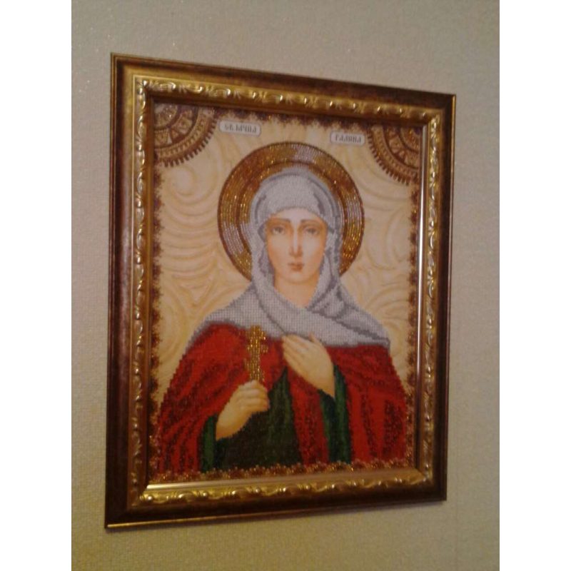 Icon Bead Embroidery Kit on Art Canvas "St. Galina"