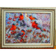 Bead Embroidery Kit on Art Canvas "Bullfinches"