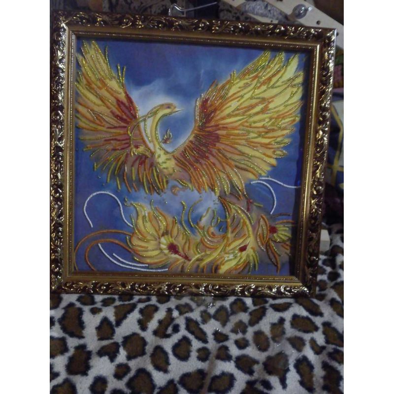Bead Embroidery Pattern on Art Canvas "The Firebird"