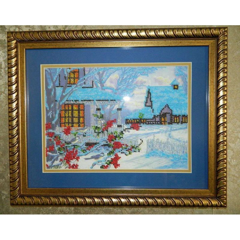 Bead Embroidery Kit on Art Canvas "Winter evening"