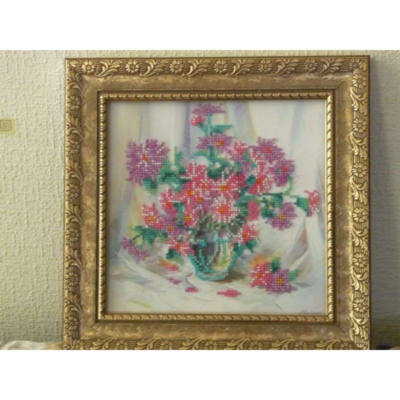 Bead Embroidery Pattern on Art Canvas "Chrysanthemums"