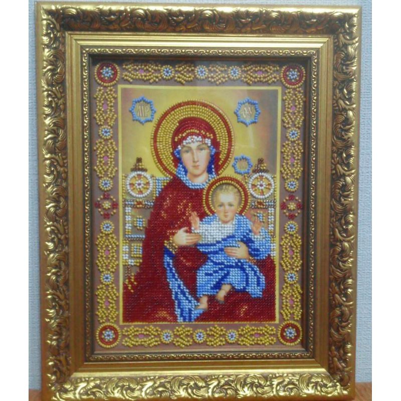 Icon Bead Embroidery Pattern on Art Canvas "Wedding Icon – The Holy Mother of God"