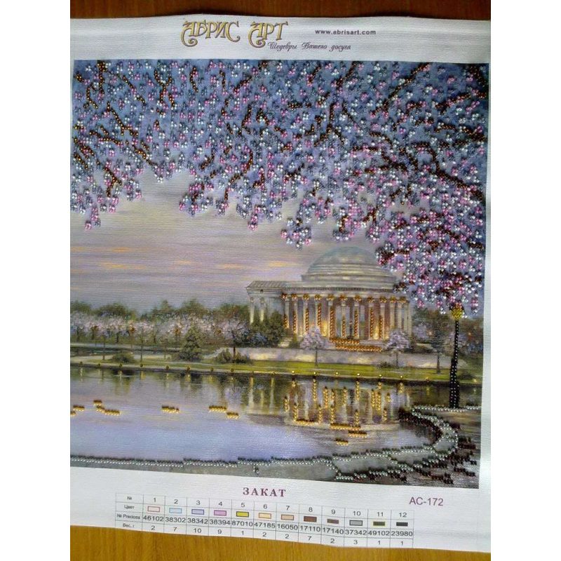 Bead Embroidery Pattern on Art Canvas "Sunset"