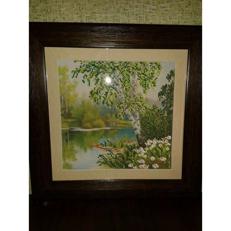 Bead Embroidery Pattern on Art Canvas "Birches"