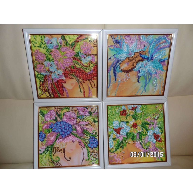 Bead Embroidery Pattern on Art Canvas "Winter Girl"