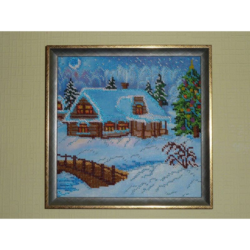 Bead Embroidery Pattern on Art Canvas "Christmas Eve"