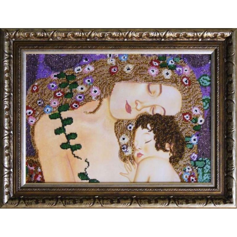 Bead Embroidery Kit on Art Canvas "Mother and Child"