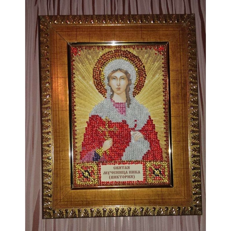 Mini Icon Bead Embroidery Kit on Art Canvas "St. Victoria"
