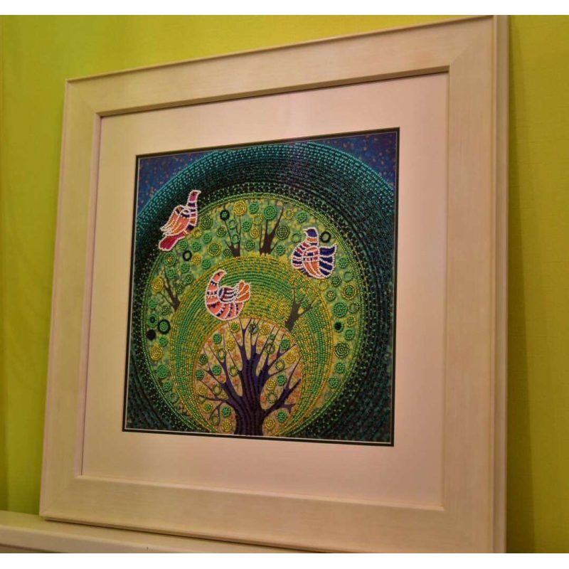 Bead Embroidery Pattern on Art Canvas "Heaven birds"