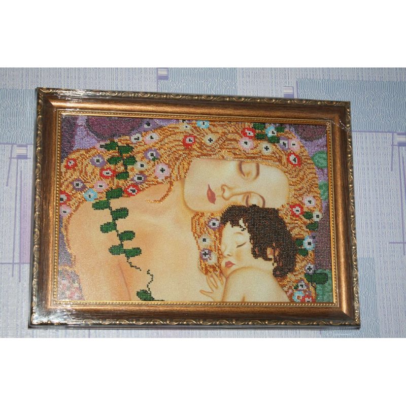 Bead Embroidery Kit on Art Canvas "Mother and Child"