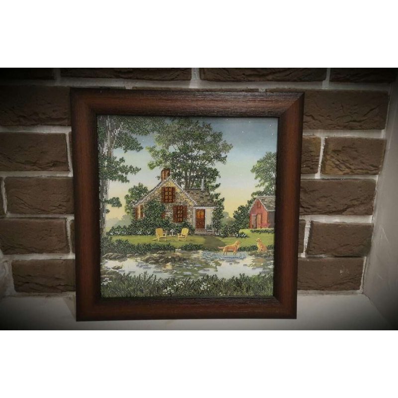 Bead Embroidery Pattern on Art Canvas "An Evening in the Country"