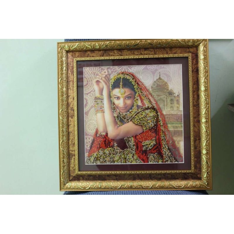 Bead Embroidery Pattern on Art Canvas "Flowers of India"