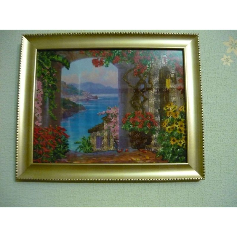 Bead Embroidery Kit on Art Canvas "Alupka"
