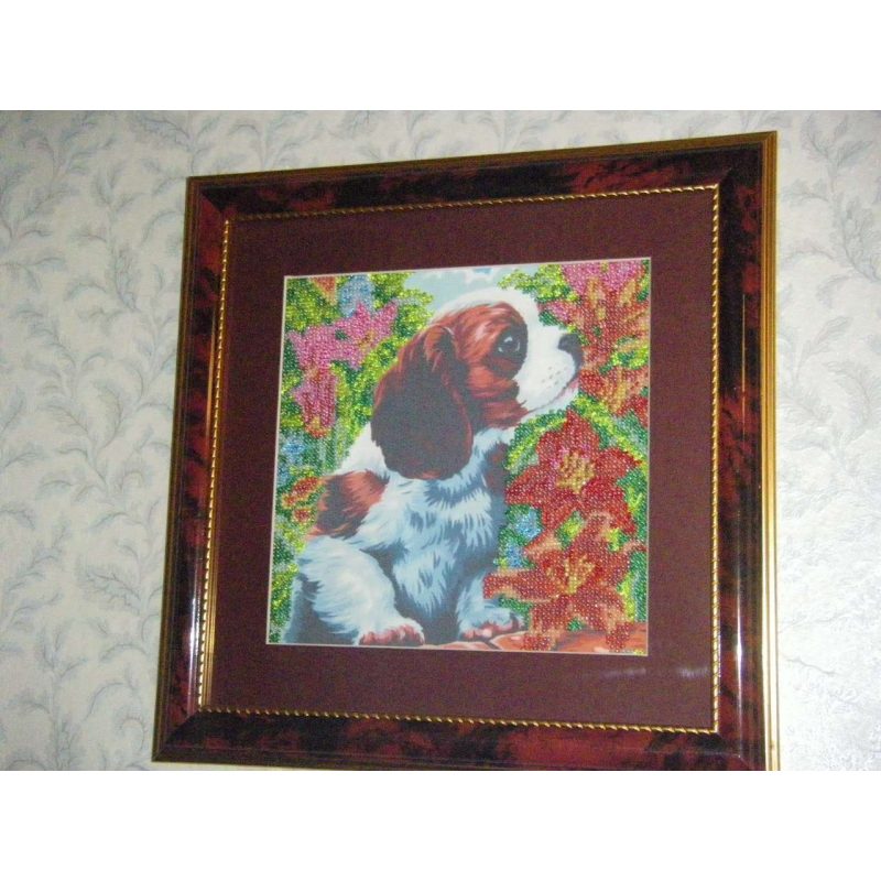 Bead Embroidery Pattern on Art Canvas "Puppy"
