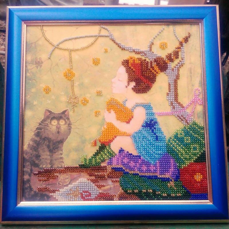 Bead Embroidery Pattern on Art Canvas "Firefly"